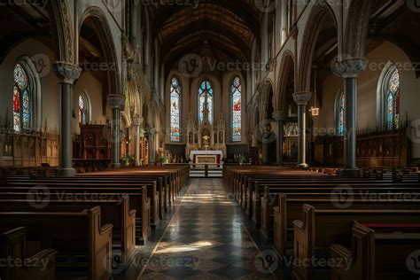 classic church interior front view ,generative ai 26133322 Stock Photo ...