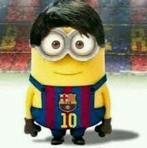 A Minion With Glasses And A Barcelona Jersey