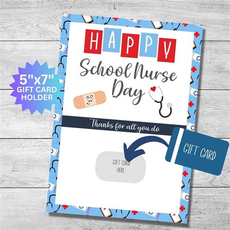 School Nurse Day Gift Card Holder, Printable Thank You School Nurse ...