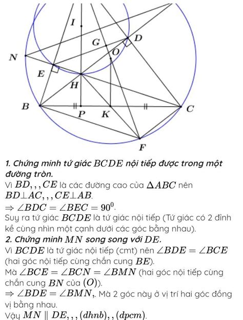 Cho Tam Giác Abc Nhọn Nội Tiếp đường Tròn O Các đường Cao Bd Ce D