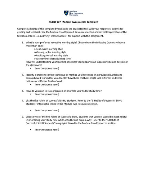 SNHU 107 Module Two Journal Template SNHU 107 Module Two Journal