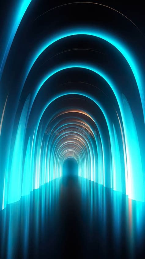 Futuristic Tunnel Or Wormhole Abstract Cyber Portal Or Vortex