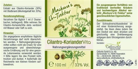 Machura S Ur Tinktur Cilantro Koriander Vita Von Cellavita Ml