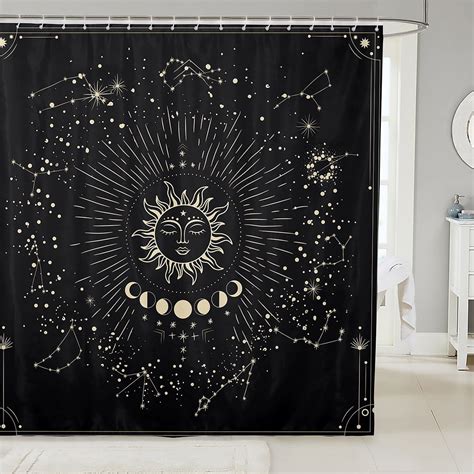 Yst Sun And Moon Shower Curtain Stars Astrology Psychedelic Bathroom