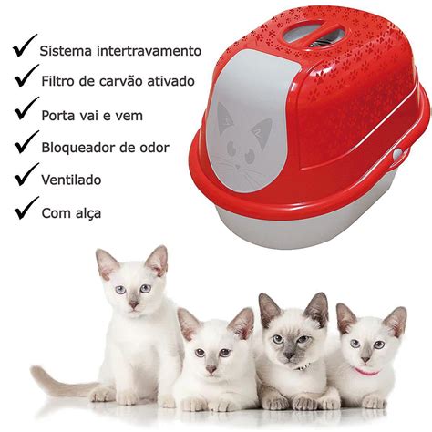 Banheiro Para Gatos Cat Toalete Furac O Pet Caixa De Areia Fechada