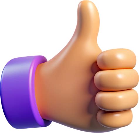 3d Thumbs Up Hand Gesture For Approval Cut Out Stock 3d 46893450 Png