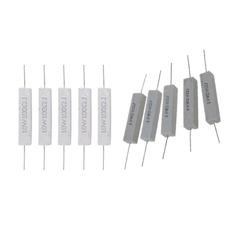 10 Pcs 10W 5 Wirewound Ceramic Cement Resistor 10 Watt 5 Pcs 20 Ohm 5