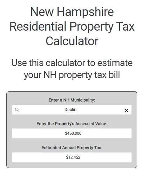 Online New Hampshire Property Tax Calculator