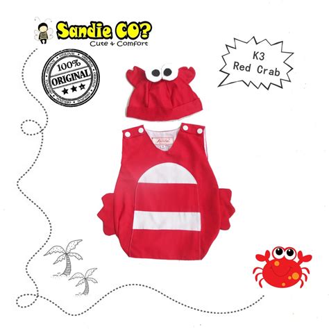 Jual Kostum Anak Bayi 1 Tahun 12 Bulan Overall Topi Pakaian Red Crab