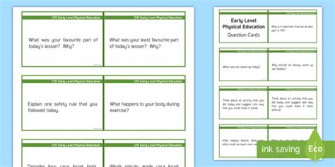 Early Level Pe Plenary Question Cards Teacher Made