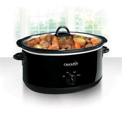 Crock Pot 8 Qt Black Manual Slow Cooker With Glass Lid And Keep Warm