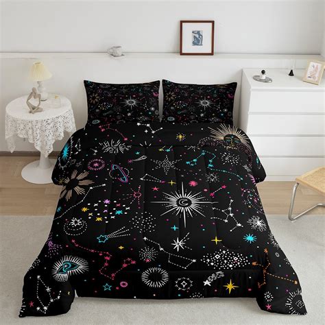 YST Sun And Moon Bedding Set Twin Psychedelic Galaxy Comforter Set