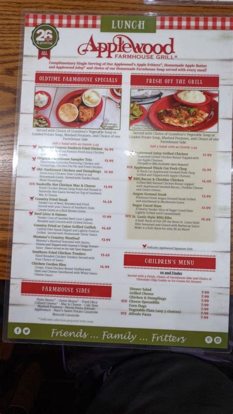 Menu At Applewood Farmhouse Restaurant Sevierville