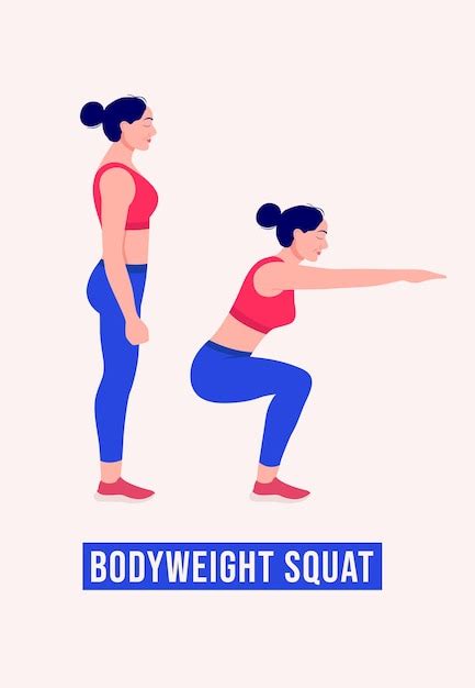 Bodyweight squat exercício mulher malhação aeróbica e exercícios