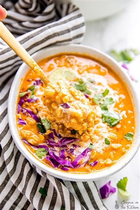 Vegan Coconut Curry Lentil Soup Jessica In The Kitchen