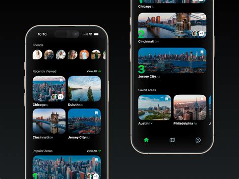 Location-Based Social Network Dark Mode Home Screen by Max Burnside on