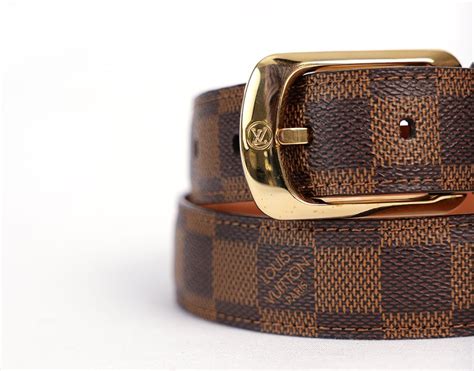 Ceinture en cuir motif damier ébène boucle dorée Louis Vuitton La BB