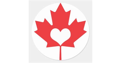 Classic Canadian Maple Leaf And Heart Canada Day Classic Round Sticker