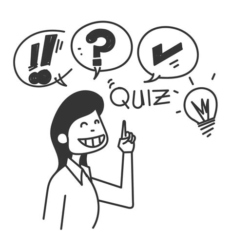 hand drawn doodle person showing Quiz logo in comic style illustration ...