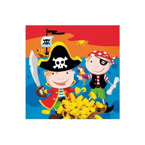 Servilletas De Pirata Isla Del Tesoro De 16 5 X 16 5 Cm 12 Unidades