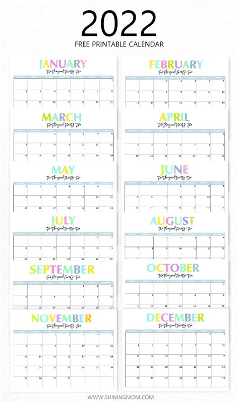 Free Printable 2022 Calendar: So Beautiful & Colorful!