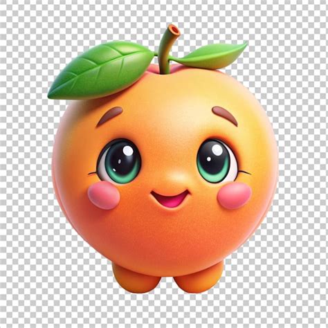 Premium Psd D Cute Cartoon Peach Sticker Transparent Background