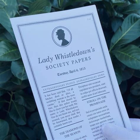 Blank Editable Bridgerton S Lady Whistledown Society Etsy Australia