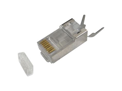 CONECTOR MODULAR MACHO RJ45 8X8 CAT6A E CAT7 BLINDADO GUIA