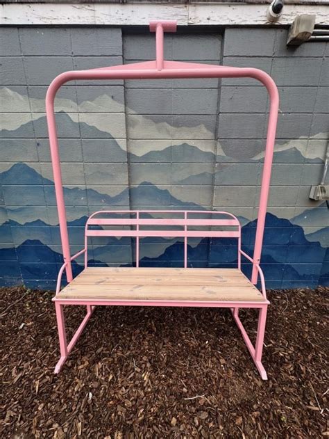 3 Person Pink Powder Coated Replica Ski Chairlift Bench Colorado Ski