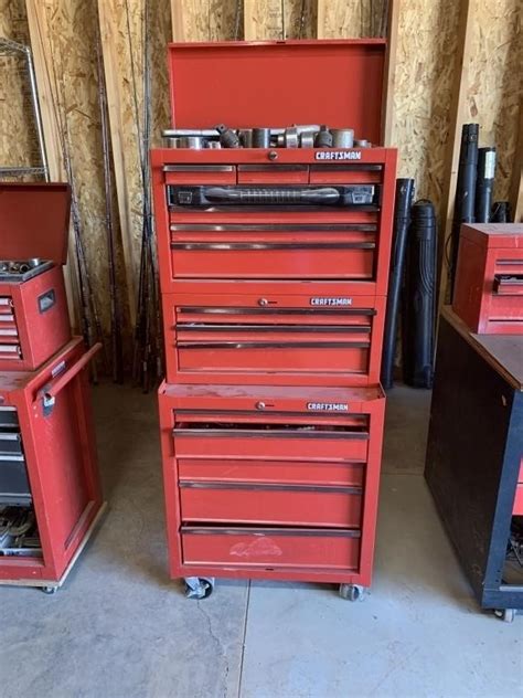 Craftsman Roll Around Tool Box With Tools Live And Online Auctions On