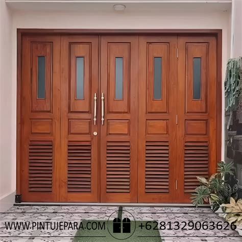 Jual Pintu Garasi Minimalis Jati Jepara Lipat Sliding PJ 97 Pintu Jepara