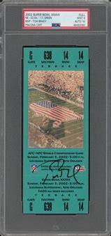 Lot Detail Patriots Super Bowl Xxxvi Full Ticket Auto Signed Tom