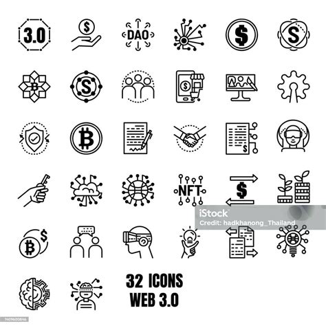 Web3 Or Web 30 Vector Icon Set Stock Illustration - Download Image Now ...