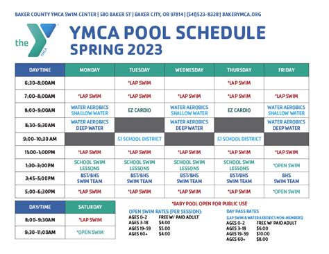 Schedules | Baker County YMCA