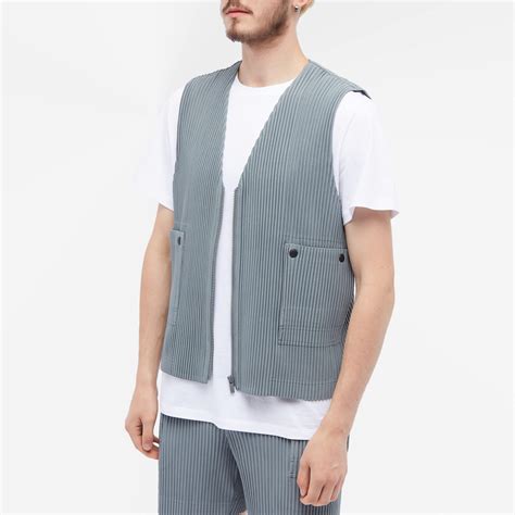 Homme Plissé Issey Miyake Pleated Gilet Moss Grey END