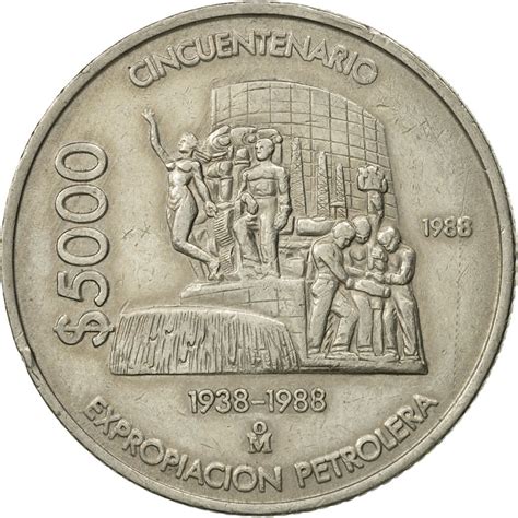 467281 Mexique 5000 Pesos 1988 Mexico City TTB Copper Nickel KM