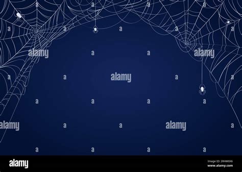 Spider Web Banner Halloween Spooky Decorated Background With Cobwebs