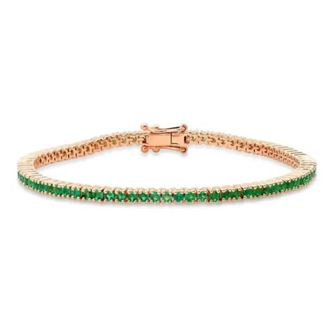 5 Ct Round Cut Lab Created Emerald Women Tennis Bracelet 14k Rose Gold