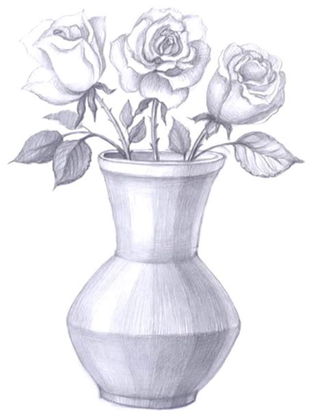 How To Draw A Vase With Flowers Flower Vase Drawing Beauty Art