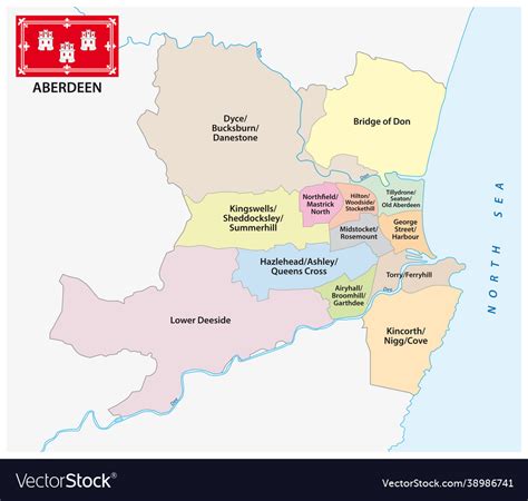 Administrative ward map aberdeen Royalty Free Vector Image