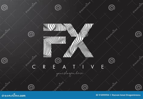 FX F X Letter Logo With Zebra Lines Texture Design Vector Stock Vector