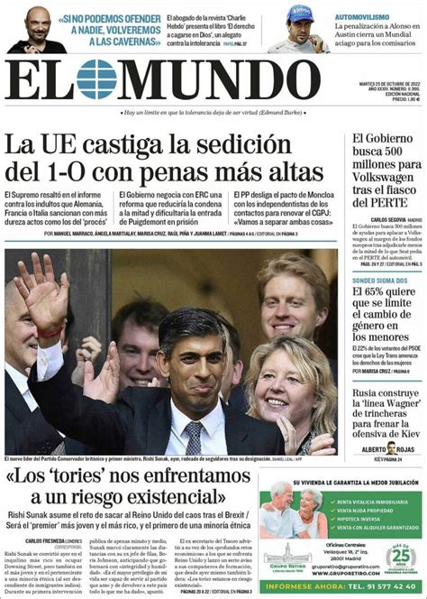 Portada Del Diario El Mundo Del Día 25102022 News Europa