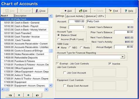 Gl Chart Of Accounts