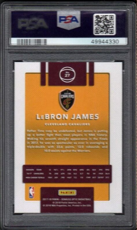 2017 Panini Donruss Optic 27 LeBRON JAMES Cleveland Cavaliers PSA 10