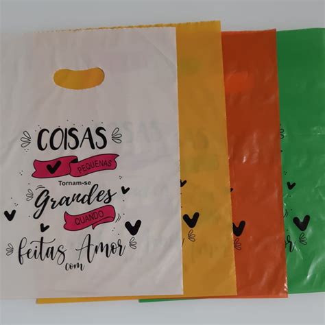 200 Sacolas VERDES 30X40 Frases Fixas Em 2 Cores Elo7