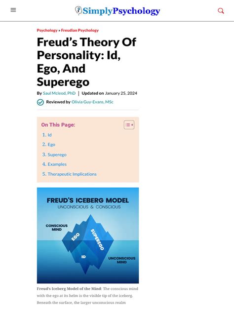 Freuds Theory Of Personality Id Ego And Superego Pdf Id Psychology