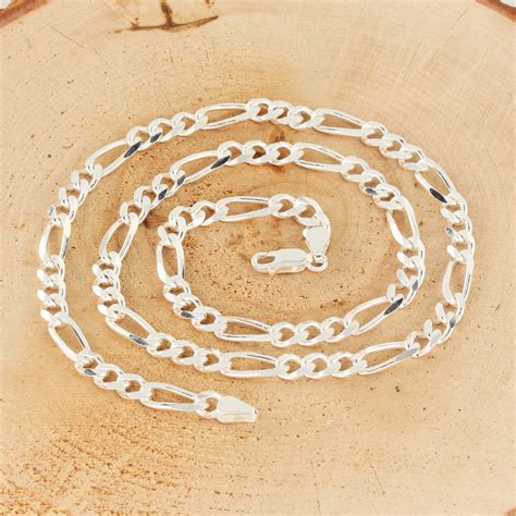 Solid Sterling Silver Hallmarked Figaro Chain 5mm Width