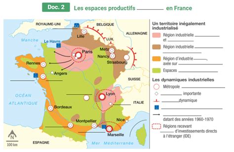 G Carte Des Espaces Productifs Industriels En France Diagram Quizlet