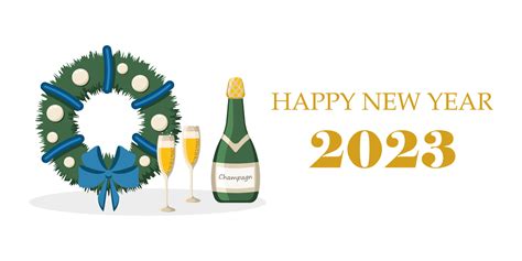 Happy New Year 2023 banner with champagne. vector illustration 13420704 ...