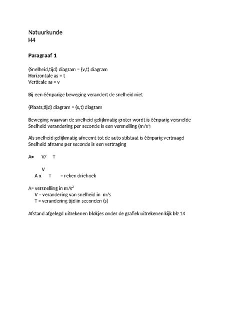 Natuurkunde H4 Goede Samenvatting Natuurkunde H Paragraaf 1